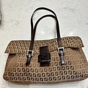 Fendi Zucca Tan and Brown Logo Shoulder Bag.  These are my pictures.
